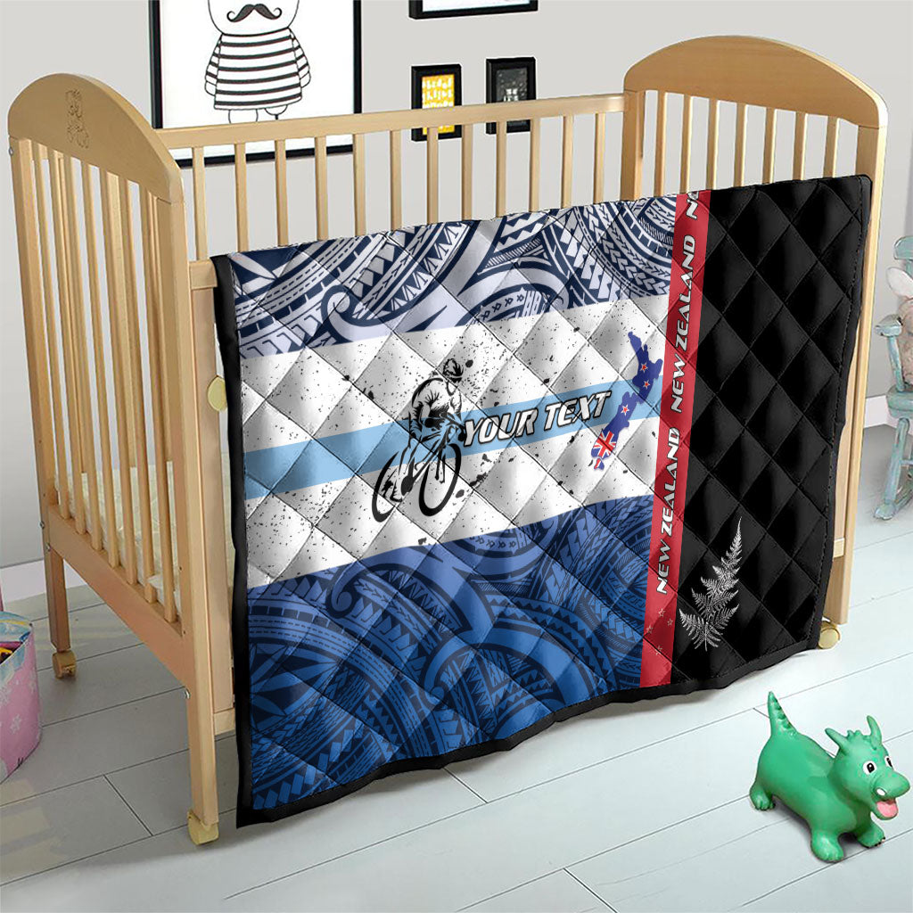 Personalised Cycling New Zealand Quilt Aotearoa Map Fern Maori Pattern