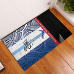 Personalised Cycling New Zealand Rubber Doormat Aotearoa Map Fern Maori Pattern