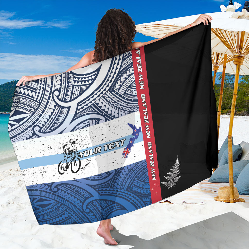 Personalised Cycling New Zealand Sarong Aotearoa Map Fern Maori Pattern