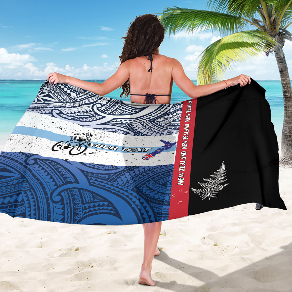 Personalised Cycling New Zealand Sarong Aotearoa Map Fern Maori Pattern