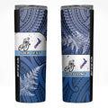 Personalised Cycling New Zealand Skinny Tumbler Aotearoa Map Fern Maori Pattern