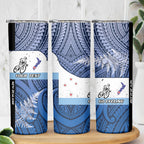 Personalised Cycling New Zealand Skinny Tumbler Aotearoa Map Fern Maori Pattern