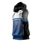 Personalised Cycling New Zealand Sleeveless Hoodie Aotearoa Map Fern Maori Pattern