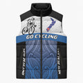Personalised Cycling New Zealand Sleeveless Puffer Jacket Aotearoa Map Fern Maori Pattern