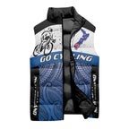 Personalised Cycling New Zealand Sleeveless Puffer Jacket Aotearoa Map Fern Maori Pattern