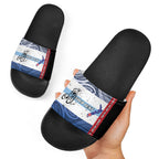 Personalised Cycling New Zealand Slide Sandals Aotearoa Map Fern Maori Pattern