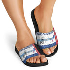 Personalised Cycling New Zealand Slide Sandals Aotearoa Map Fern Maori Pattern