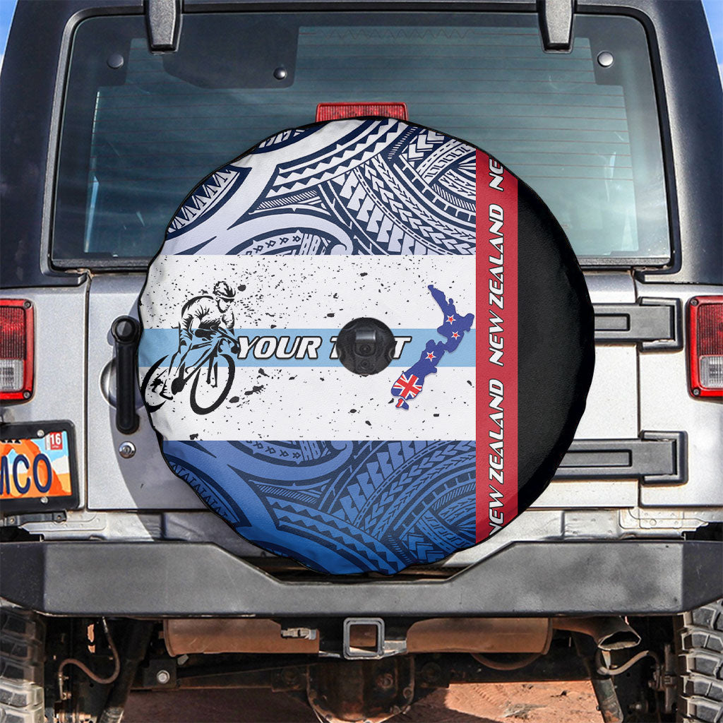 Personalised Cycling New Zealand Spare Tire Cover Aotearoa Map Fern Maori Pattern