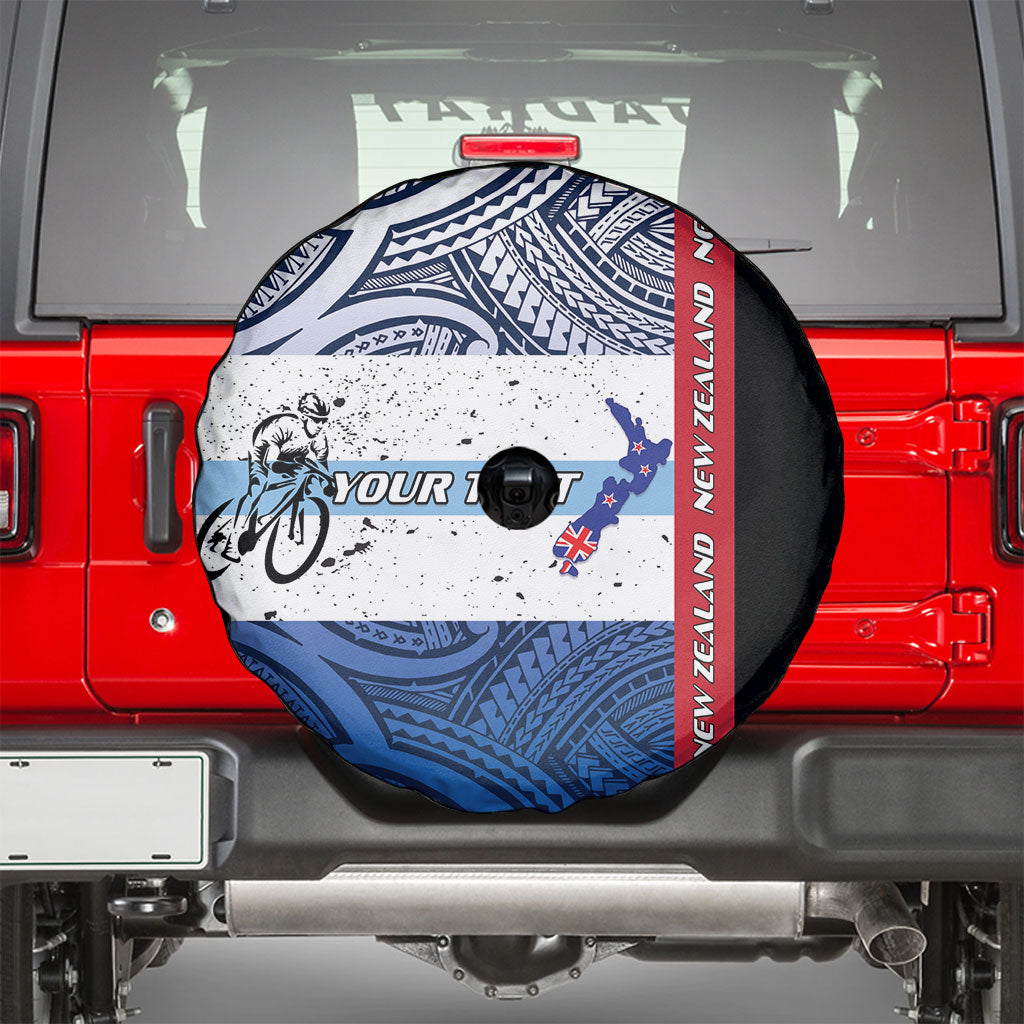 Personalised Cycling New Zealand Spare Tire Cover Aotearoa Map Fern Maori Pattern
