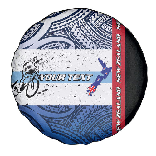 Personalised Cycling New Zealand Spare Tire Cover Aotearoa Map Fern Maori Pattern