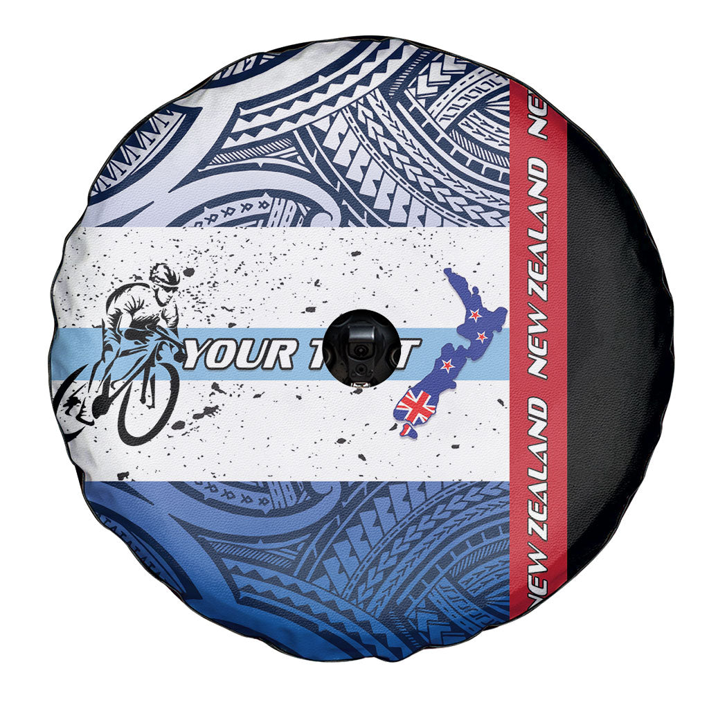 Personalised Cycling New Zealand Spare Tire Cover Aotearoa Map Fern Maori Pattern