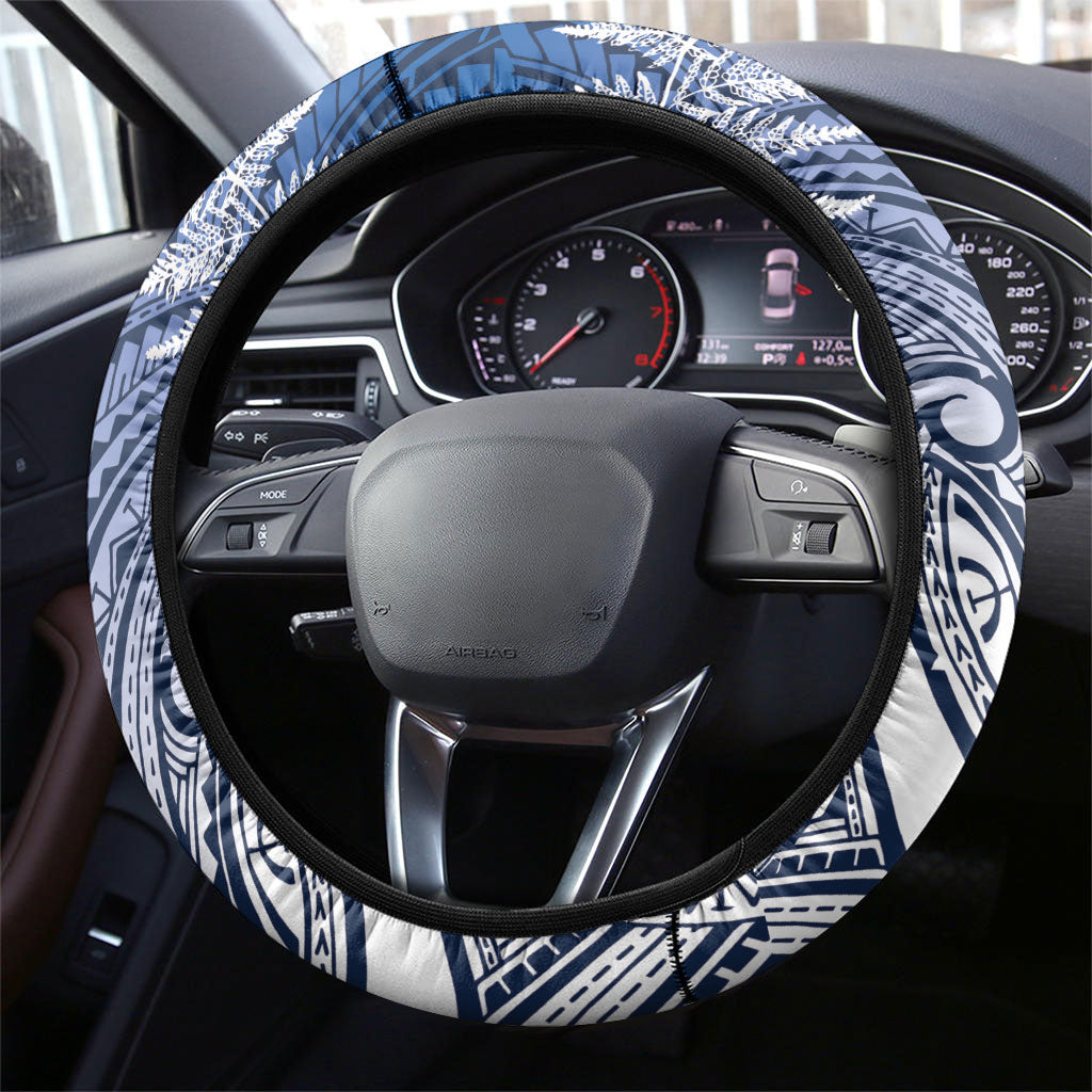 Cycling New Zealand Steering Wheel Cover Aotearoa Map Fern Maori Pattern