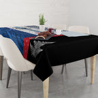 Personalised Cycling New Zealand Tablecloth Aotearoa Map Fern Maori Pattern