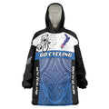 Personalised Cycling New Zealand Wearable Blanket Hoodie Aotearoa Map Fern Maori Pattern