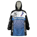 Personalised Cycling New Zealand Wearable Blanket Hoodie Aotearoa Map Fern Maori Pattern