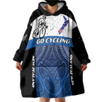 Personalised Cycling New Zealand Wearable Blanket Hoodie Aotearoa Map Fern Maori Pattern