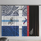 Personalised Cycling New Zealand Window Curtain Aotearoa Map Fern Maori Pattern