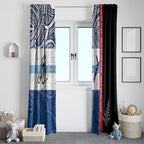 Personalised Cycling New Zealand Window Curtain Aotearoa Map Fern Maori Pattern