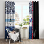 Personalised Cycling New Zealand Window Curtain Aotearoa Map Fern Maori Pattern