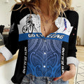 Personalised Cycling New Zealand Women Casual Shirt Aotearoa Map Fern Maori Pattern