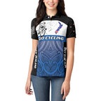 Personalised Cycling New Zealand Women Polo Shirt Aotearoa Map Fern Maori Pattern