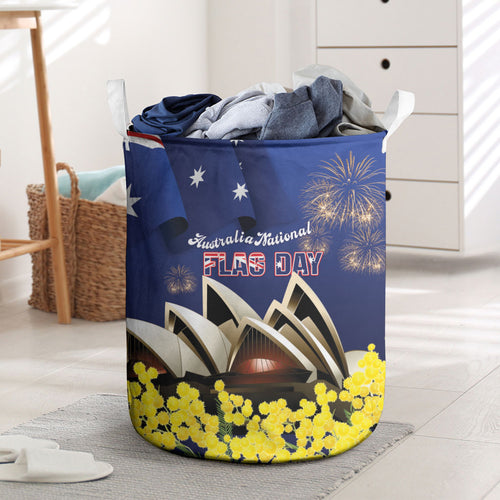 Australia National Flag Day Laundry Basket Golden Wattle Sydney Opera House Flag Color