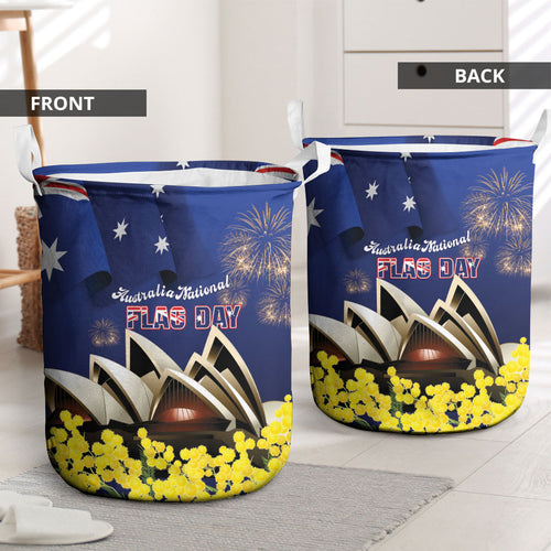 Australia National Flag Day Laundry Basket Golden Wattle Sydney Opera House Flag Color