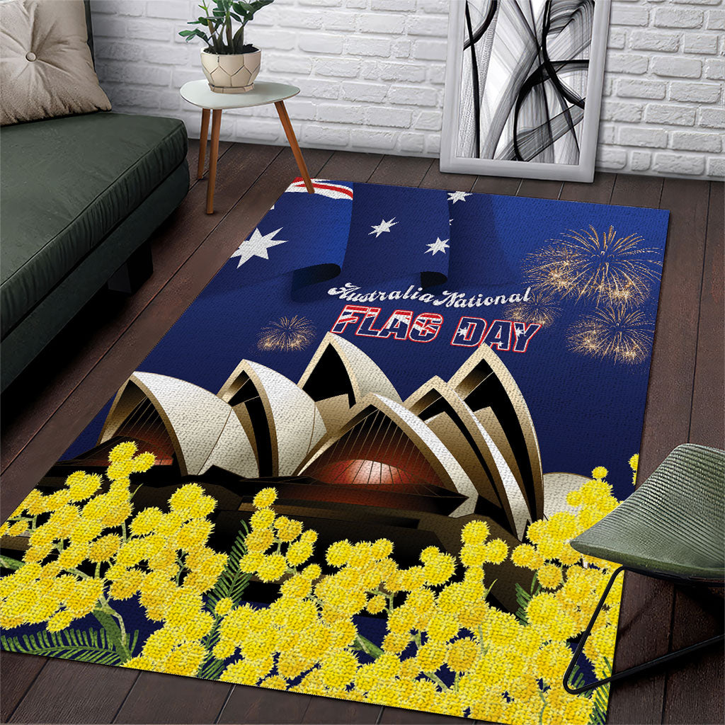 Australia National Flag Day Area Rug Golden Wattle Sydney Opera House Flag Color