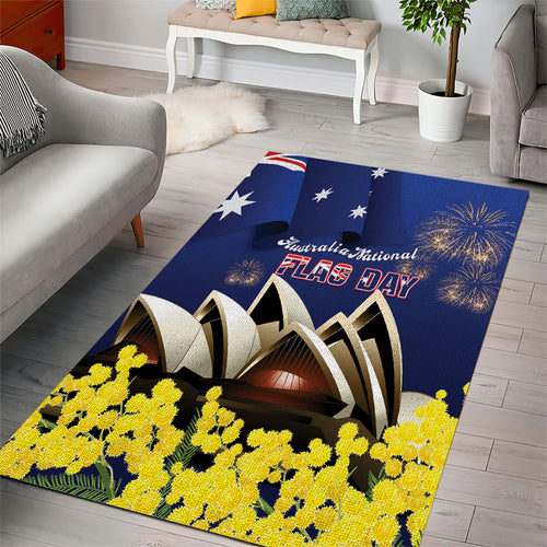 Australia National Flag Day Area Rug Golden Wattle Sydney Opera House Flag Color
