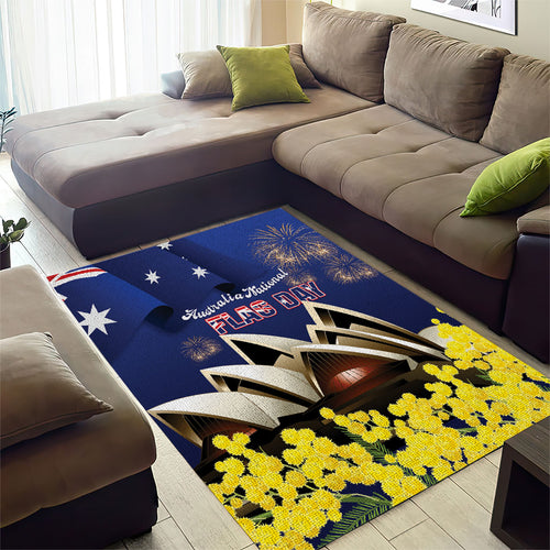 Australia National Flag Day Area Rug Golden Wattle Sydney Opera House Flag Color