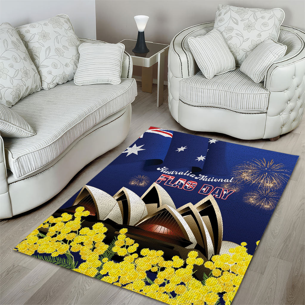 Australia National Flag Day Area Rug Golden Wattle Sydney Opera House Flag Color
