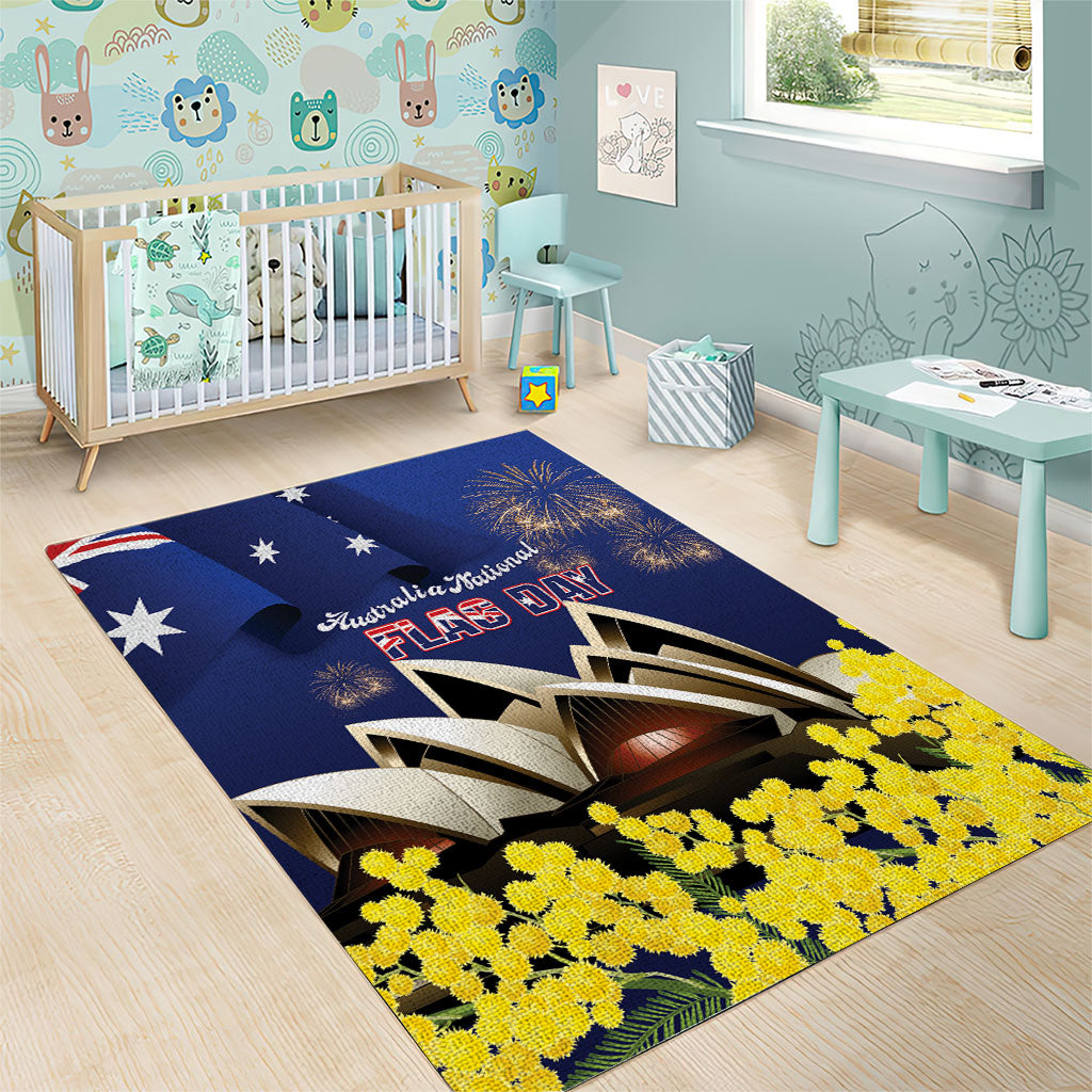 Australia National Flag Day Area Rug Golden Wattle Sydney Opera House Flag Color