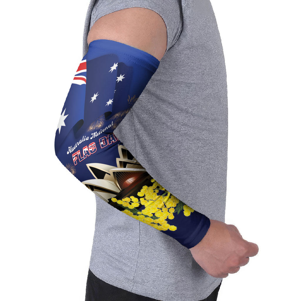 Personalised Australia National Flag Day Arm Sleeves Golden Wattle Sydney Opera House Flag Color