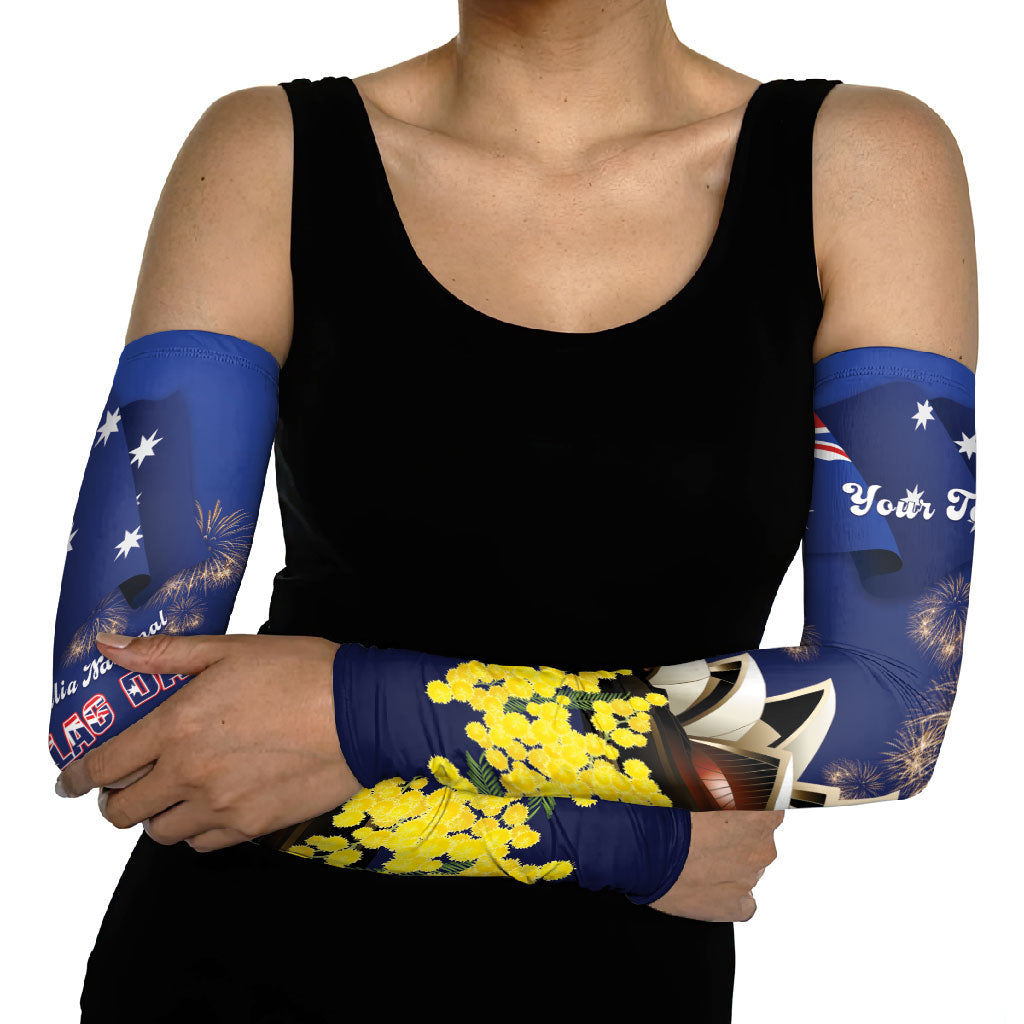 Personalised Australia National Flag Day Arm Sleeves Golden Wattle Sydney Opera House Flag Color