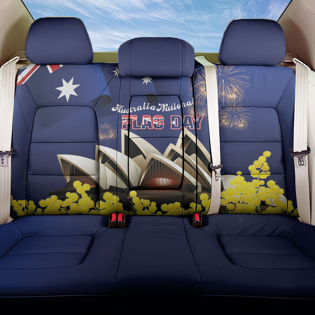 Australia National Flag Day Back Car Seat Cover Golden Wattle Sydney Opera House Flag Color