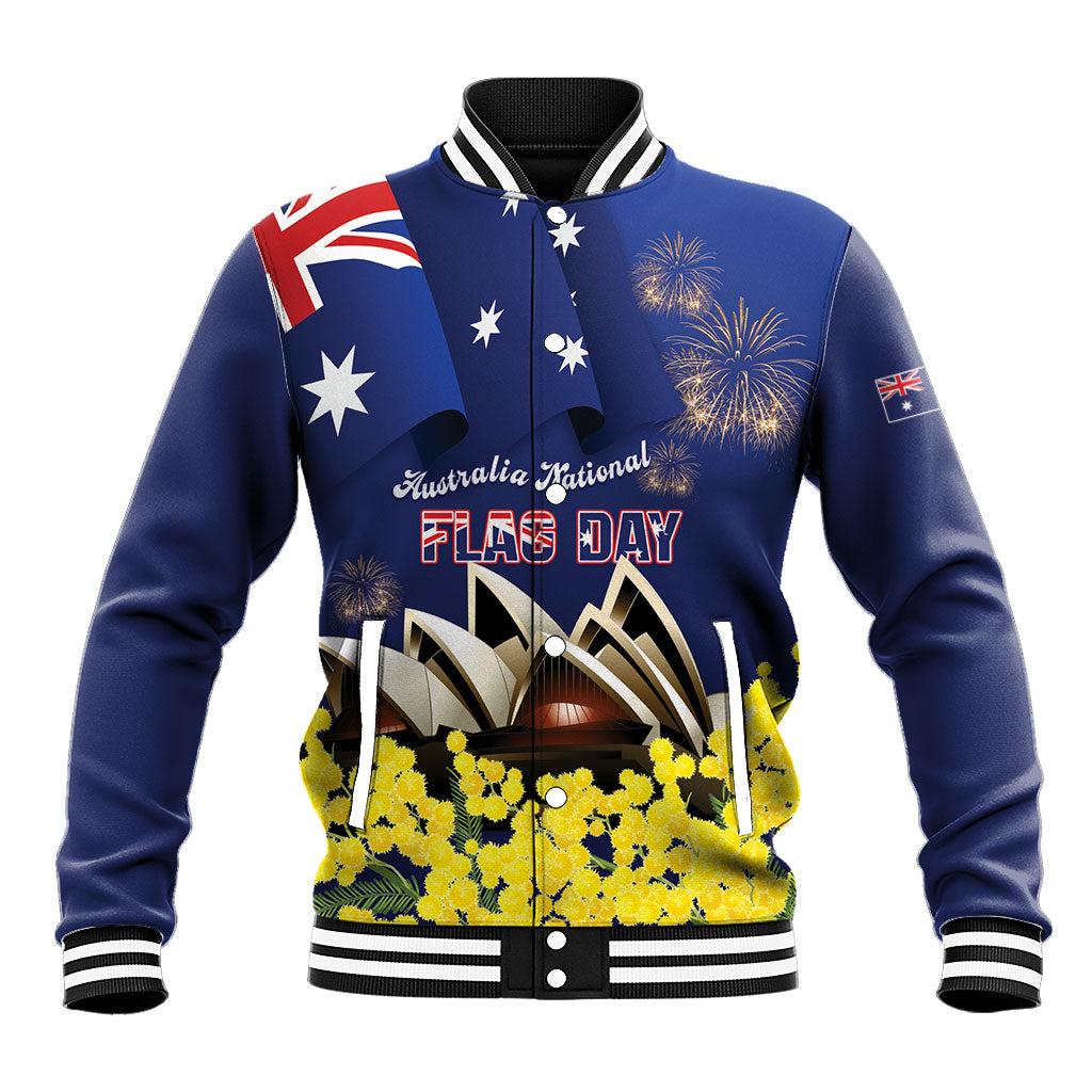 Personalised Australia National Flag Day Baseball Jacket Golden Wattle Sydney Opera House Flag Color