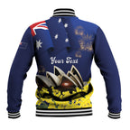 Personalised Australia National Flag Day Baseball Jacket Golden Wattle Sydney Opera House Flag Color