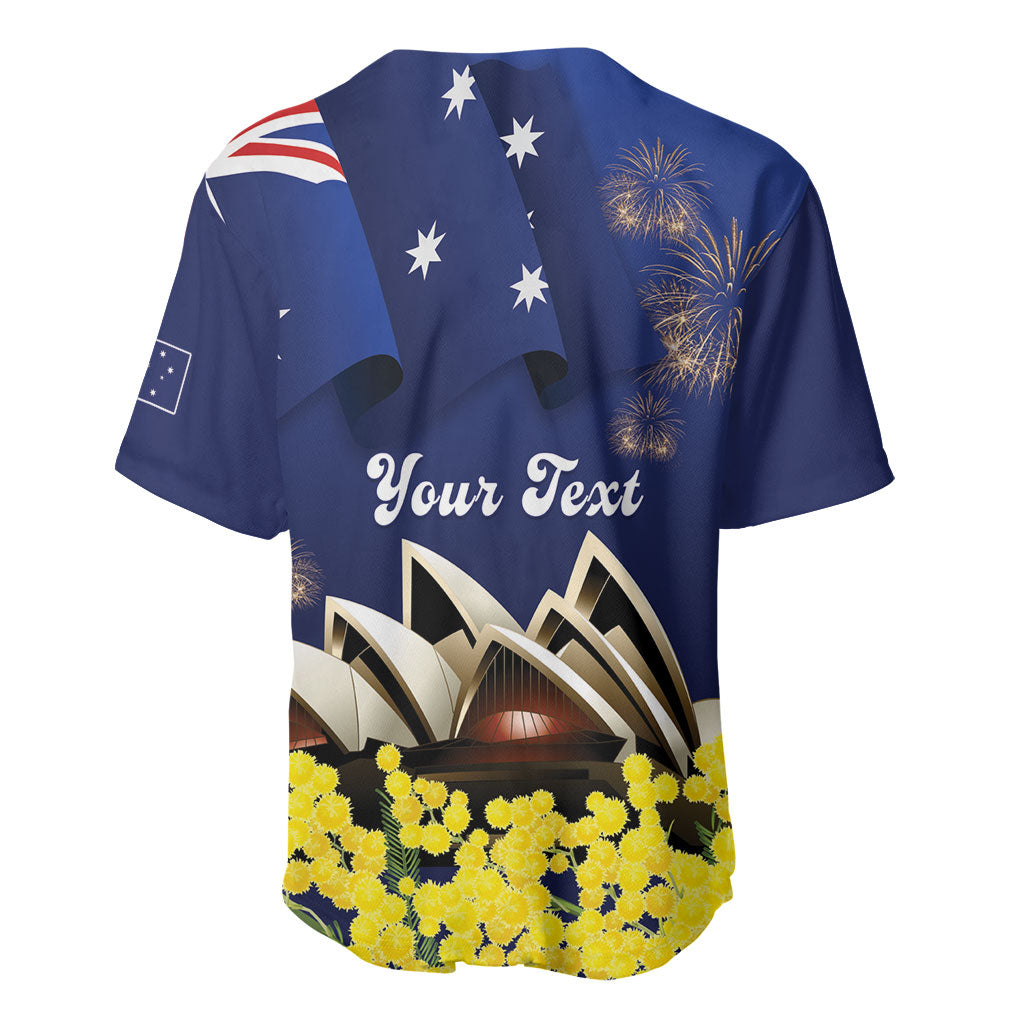 Personalised Australia National Flag Day Baseball Jersey Golden Wattle Sydney Opera House Flag Color