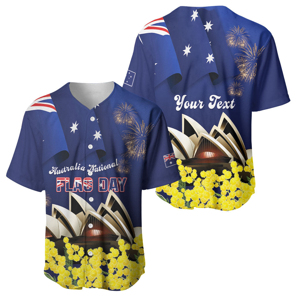 Personalised Australia National Flag Day Baseball Jersey Golden Wattle Sydney Opera House Flag Color