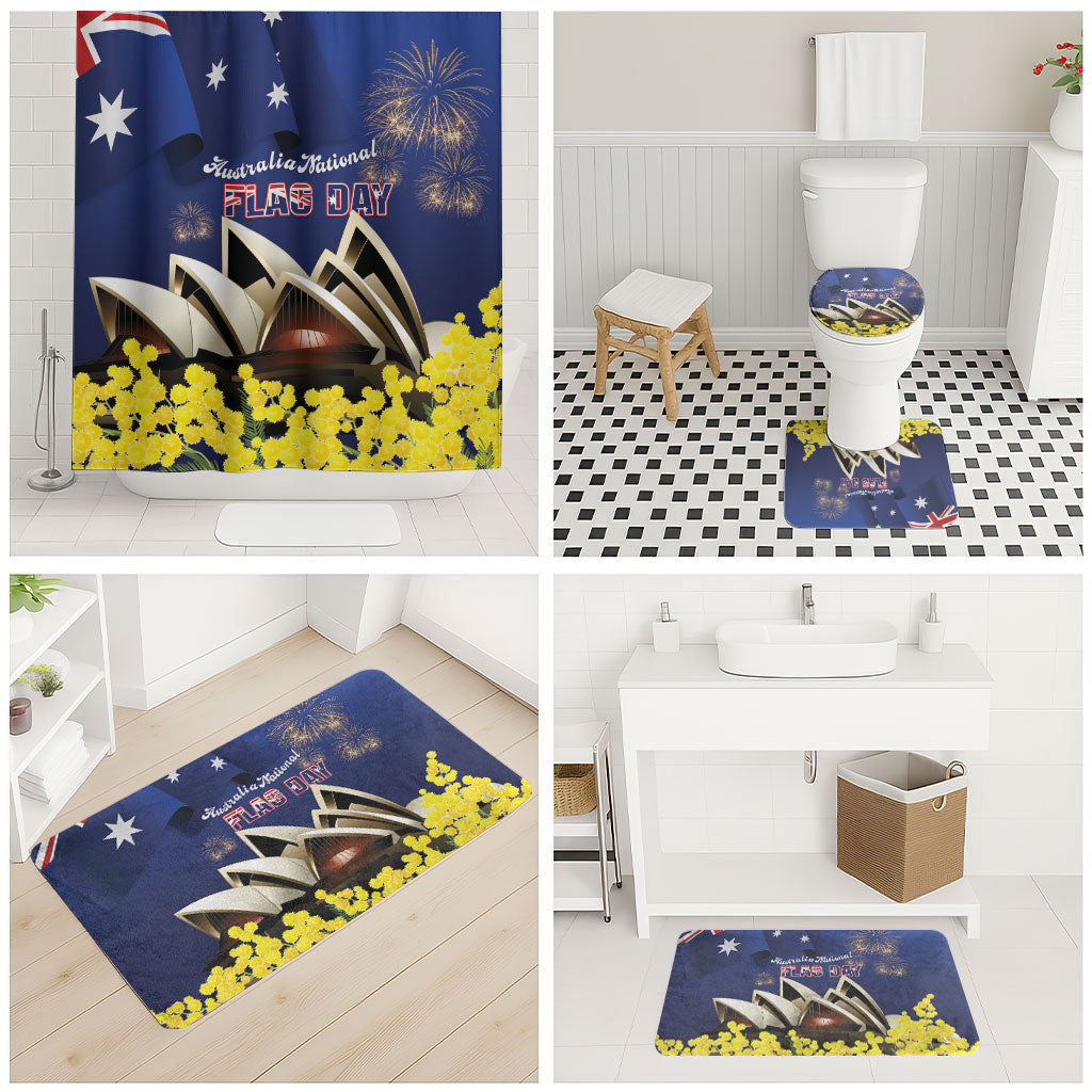 Australia National Flag Day Bathroom Set Golden Wattle Sydney Opera House Flag Color