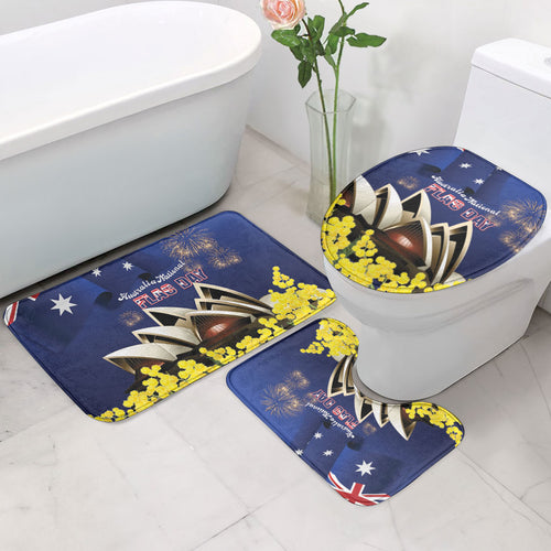 Australia National Flag Day Bathroom Set Golden Wattle Sydney Opera House Flag Color