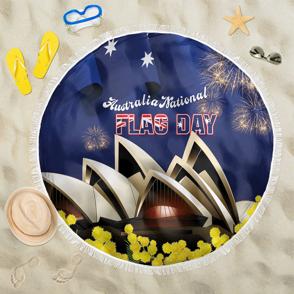 Australia National Flag Day Beach Blanket Golden Wattle Sydney Opera House Flag Color