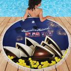 Australia National Flag Day Beach Blanket Golden Wattle Sydney Opera House Flag Color