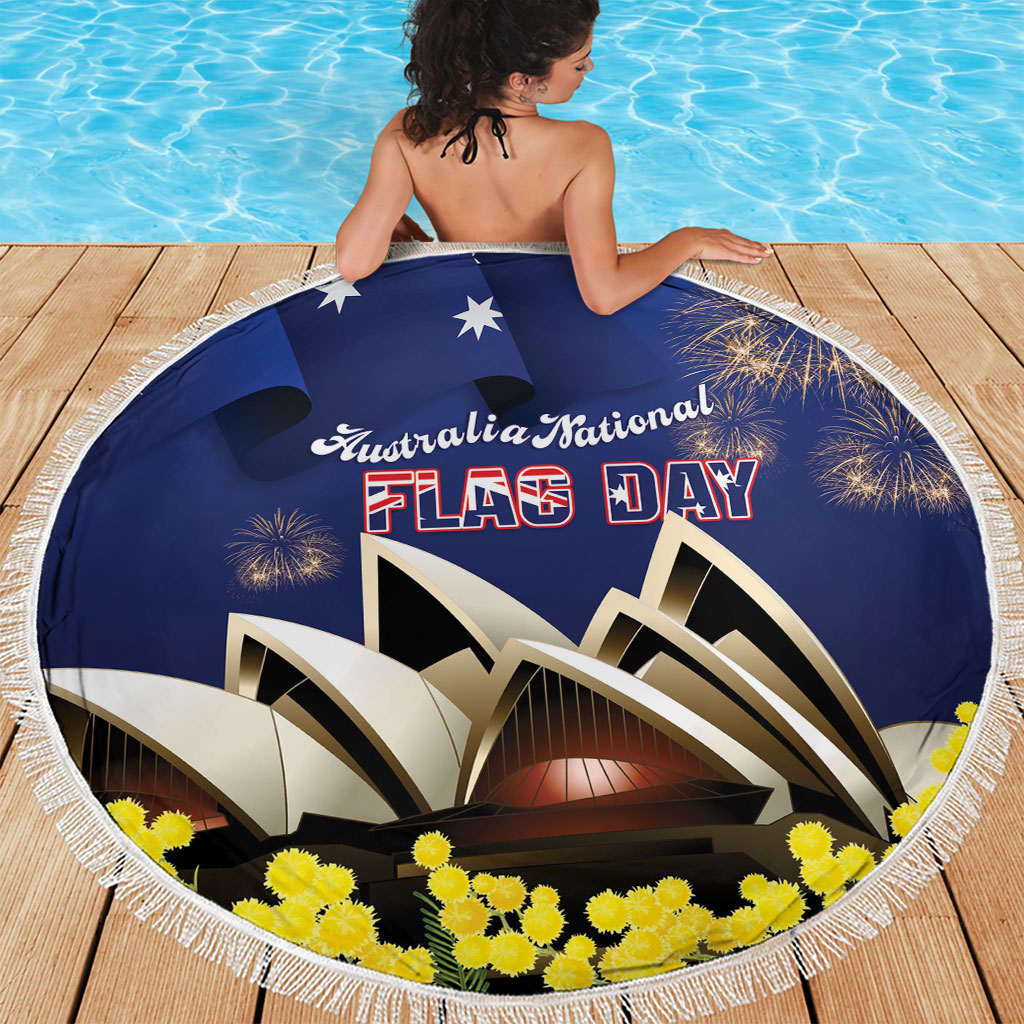 Australia National Flag Day Beach Blanket Golden Wattle Sydney Opera House Flag Color