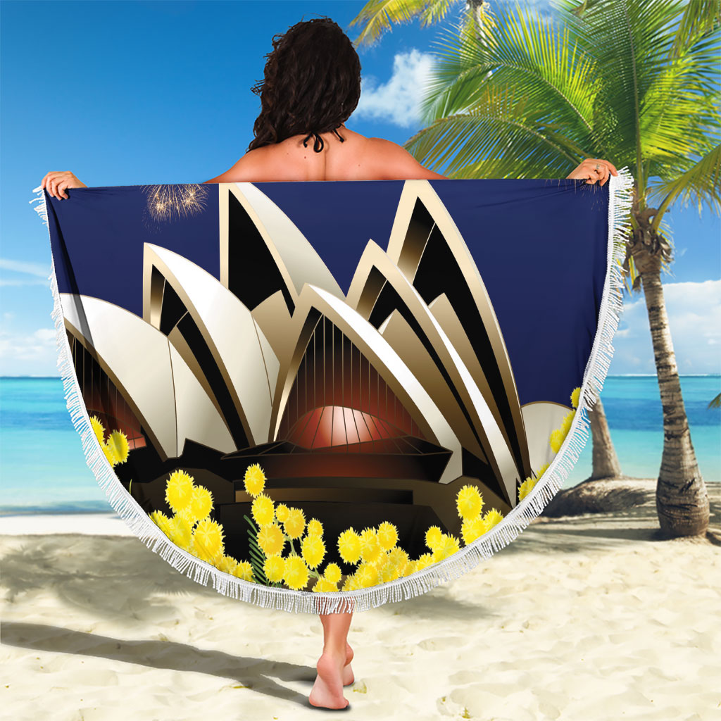 Australia National Flag Day Beach Blanket Golden Wattle Sydney Opera House Flag Color