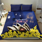 Australia National Flag Day Bedding Set Golden Wattle Sydney Opera House Flag Color