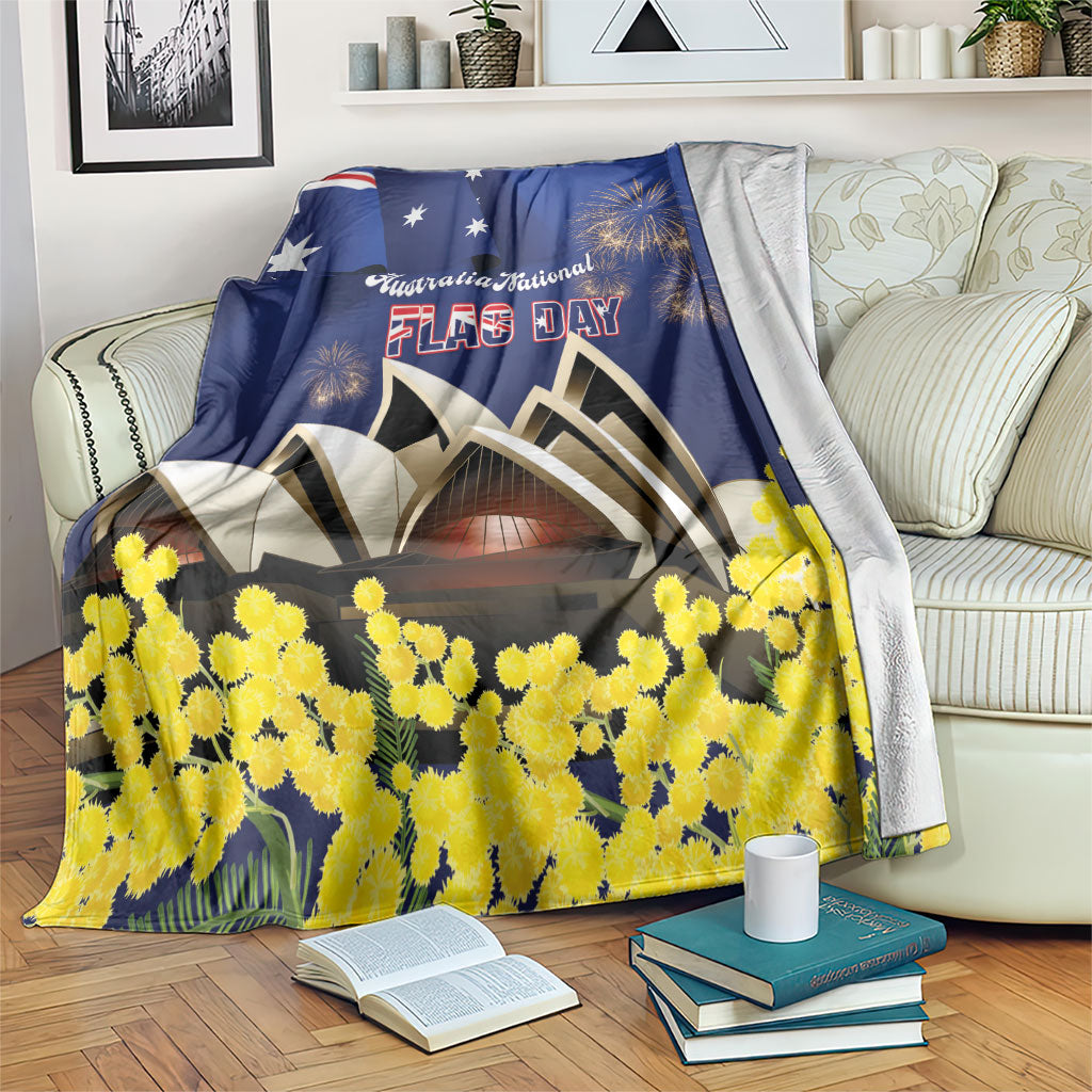 Australia National Flag Day Blanket Golden Wattle Sydney Opera House Flag Color