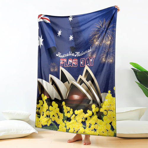 Australia National Flag Day Blanket Golden Wattle Sydney Opera House Flag Color