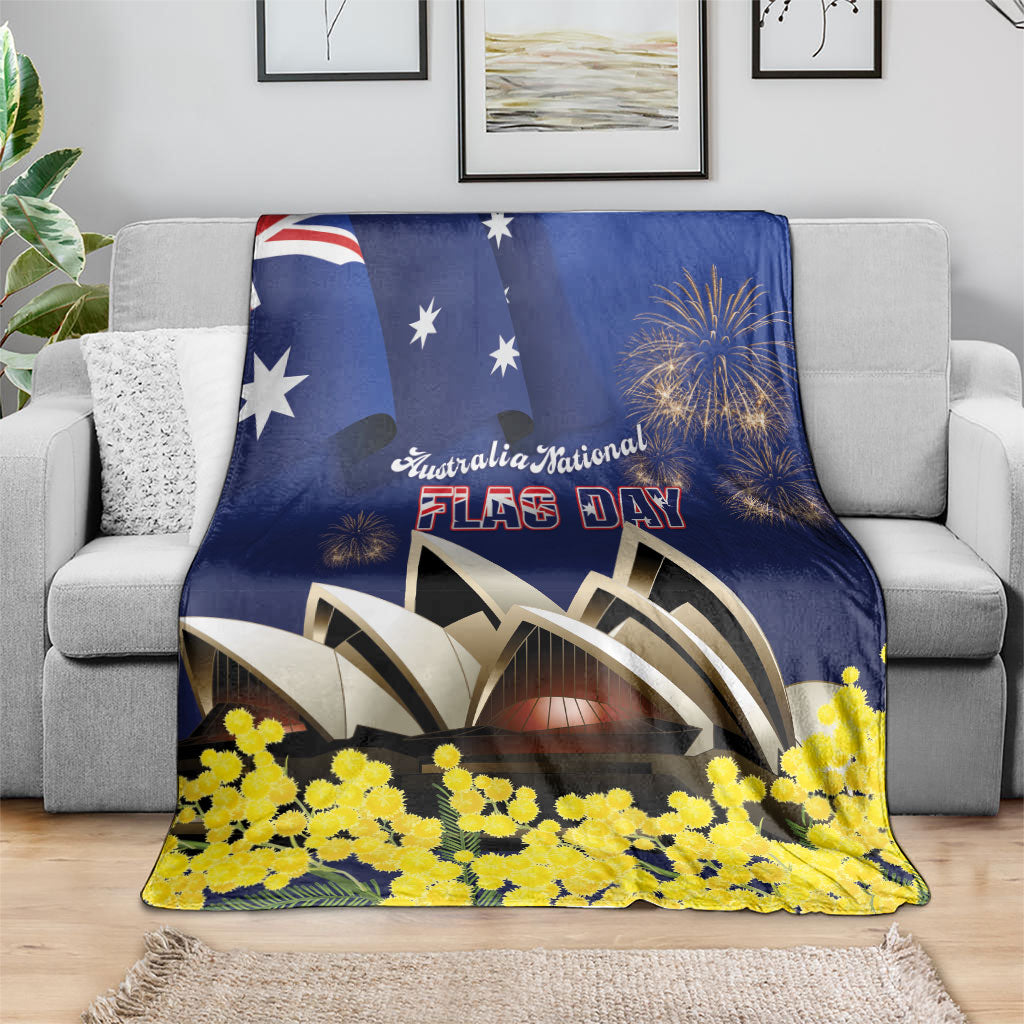 Australia National Flag Day Blanket Golden Wattle Sydney Opera House Flag Color