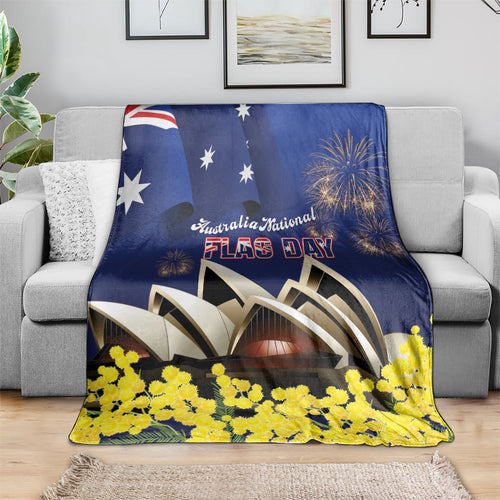 Australia National Flag Day Blanket Golden Wattle Sydney Opera House Flag Color